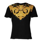 Versace Medusa Print Bomull Crew Neck T-shirt Black, Herr