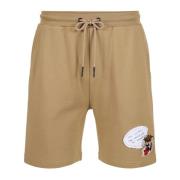 Iceberg Slim fit lera bomullsfleece Bermuda shorts med Taz broderi Bro...