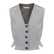 By Malene Birger Slim Fit Herringbone Väst med Sprund Gray, Dam