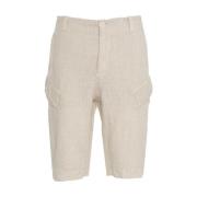 Transit Stiliga Beige Cargoshorts i Linne Beige, Herr