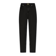 Balmain Tapered Leg Jeans Black, Dam