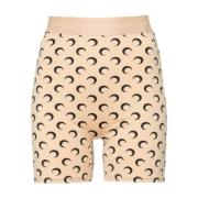 Marine Serre Halvmåne Tryck Hög Midja Shorts Beige, Dam