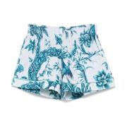 F.r.s For Restless Sleepers Blå Blommig Shorts med Elastisk Midja Blue...