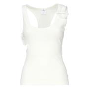 Courrèges Vit Ribbad Tank Top Knapp Axel White, Dam