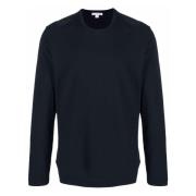 James Perse Pima Cotton Long Sleeve Crew T-Shirt Blue, Herr