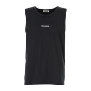 Jil Sander Stretch tanktop i svart polyester Black, Herr