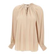 Kaos Feminin Naken Rayon Skjorta med Båge Beige, Dam