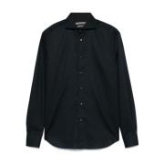 Corneliani Svart Skjorta för Män Stilren och Bekväm Black, Herr