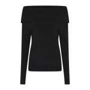 Bruuns Bazaar Feminin Off-Shoulder Stickad Tröja Svart Black, Dam