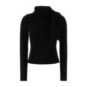 Gimaguas Svart Ullblandning Scarf Jumper Tröja Black, Dam