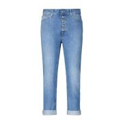 Dondup Elegant Loose-Fit Jeans med smyckeknappar Blue, Dam