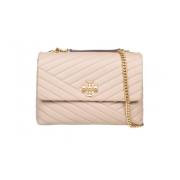 Tory Burch Quiltad läder axelväska i ökenfärg Pink, Dam