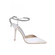 Jimmy Choo Kristall Satin Slingback Klackar Gray, Dam