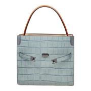 Tory Burch Krokodiltryck Läderhandväska Blue, Dam