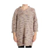 Pink Memories Beige V-ringad Oversized Tröja Beige, Dam