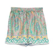 Etro Multifärgad Paisley Silkes Shorts Multicolor, Dam