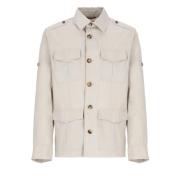 Brunello Cucinelli Beige Bomullsblandad Jacka med Krage Beige, Herr