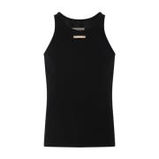 Maison Margiela Svart Ribbad Tanktopp Fyra Stygn Black, Herr