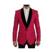 Dolce & Gabbana Rosa Blommig Slim Fit Blazer Pink, Herr