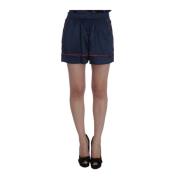 Dolce & Gabbana Elegant Silk Stretch Mini-Shorts Blue, Dam