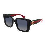 Gucci Fjäril Oversize Solglasögon med Webbdetalj Black, Dam