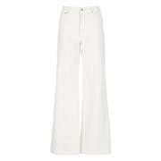 A.p.c. Ivory Bomull Palazzo Byxor Beige, Dam