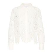 Saint Tropez Broderad Skjortblus Vit White, Dam