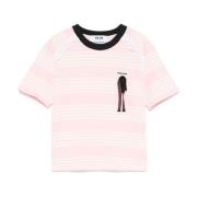 Msgm Rosa Logotyp Patch Spets T-shirt Pink, Dam