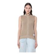 MM6 Maison Margiela Sliten Bomullstickad Väst Beige, Dam