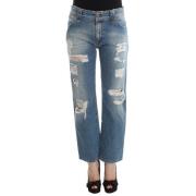 John Galliano Chic Boyfriend Blue Wash Jeans Blue, Dam