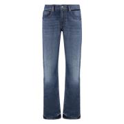 7 For All Mankind Straight Leg Jeans med Fem Fickor Blue, Herr