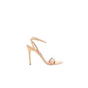 Carolina Herrera Nude Patent Leather Cross Strap Sandal Beige, Dam