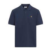 Carhartt Wip Chase Piquet Polo Shirt i Dusky Blue Blue, Herr