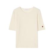 Busnel Kabelstickad Top Ecru Beige, Dam