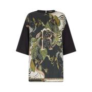 Roberto Cavalli Jungle Print Mirror Snake Monogram T-Shirt Multicolor,...