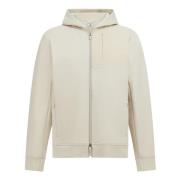 Boggi Milano B Tech Full-Zip Hoodie i bomullsblandning Scuba Beige, He...