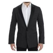 Dolce & Gabbana Martini Svart Polka Dot Slim Fit Blazer Black, Herr