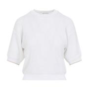 Peserico Bianco Tricot Sweater för Kvinnor White, Dam