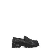 Cult Svarta vävda loafers med metalllogo Black, Dam