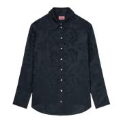 Kenzo Peonies Sidenskjorta Svart Black, Dam