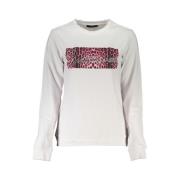 Cavalli Class Borstad Sweatshirt med Tryckt Logotyp White, Dam