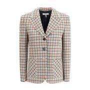 Chloé Rutigt Mönster Ull Blazer Jacka Multicolor, Dam