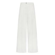 Momoni Skulptural Wide Leg Denim Byxor White, Dam