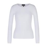 Emporio Armani Räfflad Logo Oversized Devoré Långärmad T-shirt White, ...