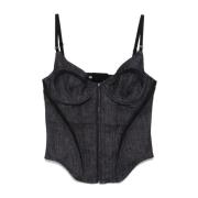 Mugler Front Zip Underwire Cup Bra Black, Dam