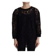 Dolce & Gabbana Elegant Svart Blus Top med Långärmad Black, Dam