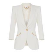 Elisabetta Franchi Strukturerad kavaj med logoknappar White, Dam