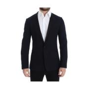 Dolce & Gabbana Stunning Blå Ull Siden Guld Slim Fit Blazer Blue, Herr