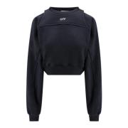 Off White Logo Front Bomull Sweatshirt Crop Fit Black, Dam