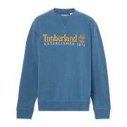 Timberland Etablerad 1973 Denim Logo Sweatshirt Blue, Herr